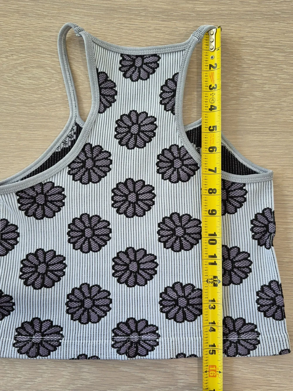 Striped Daisy Ribbed Tank Top in White and Black - Picture 8 of 8